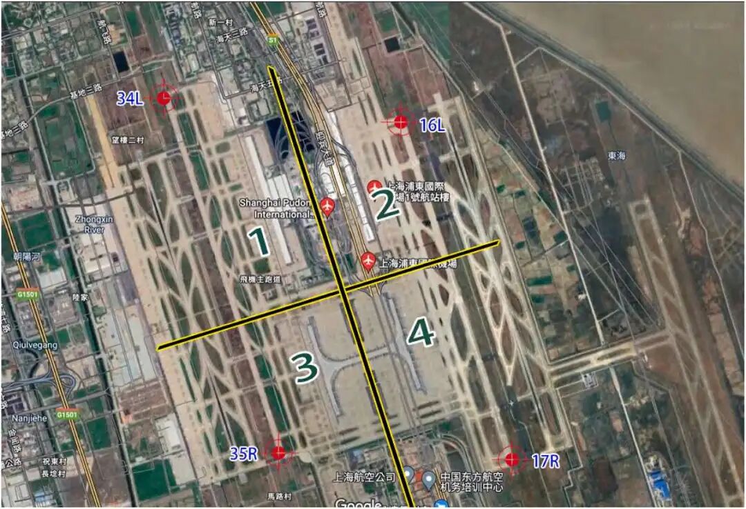 图3 浦东机场滑行区域划分示意（取自 Fig.3）